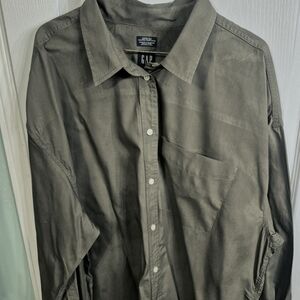 GAP Dark Olive Green Button-Front Women's Shirt